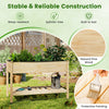 Wood elevated planter bed made of natural pine wood with lockable wheels, ideal for gardening on patios or balconies.