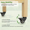 Wood elevated planter bed with lockable wheels for easy mobility and secure placement in gardens or patios.