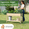 Wood elevated planter bed with lockable wheels, 33" ergonomic height, ideal for gardening on patios or balconies.