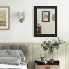 Rectangle wood framed wall mirror with a black square patterned frame, ideal for living room or entryway decor.