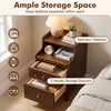 Wood nightstand with two drawers and spacious tabletop, perfect for bedroom storage in a rich brown finish.