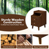 Wood nightstand with two drawers and solid rubber wood legs, featuring a brown finish for bedroom decor.
