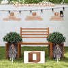 Wood planter box with bench and backrest, featuring open-ended bottom for drainage, perfect for garden or balcony use.