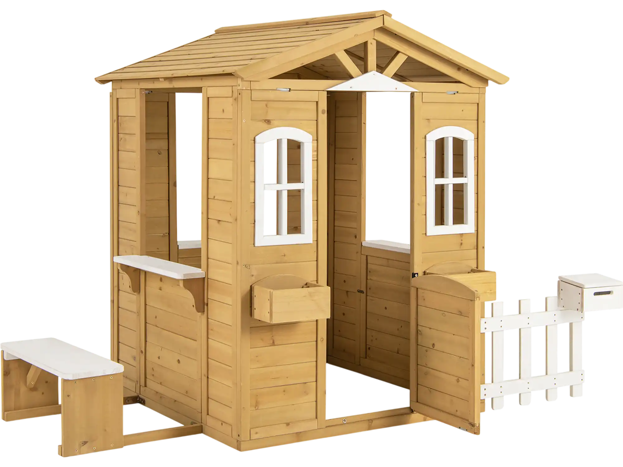 Costway Wood Playhouse Bench Serving Stations Kids 2+ 278316549 New