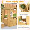 Wood playhouse featuring 2 flowerpot holders and 3 windowsills, ideal for kids' imaginative play and outdoor fun.