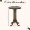 Round dining table with pedestal base, gray finish, 30" diameter, ideal for 2-4 people, showcasing rustic style.