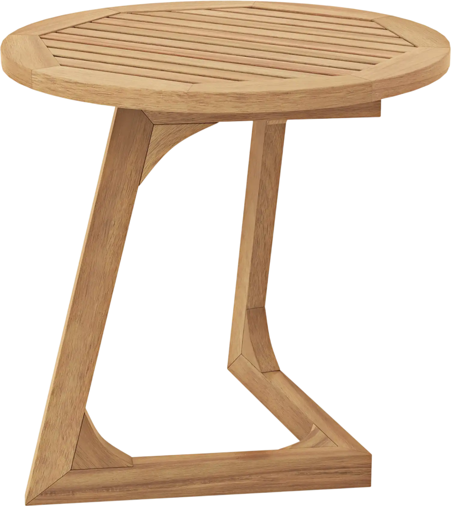 Costway Teak Wood Round Side End Table Slatted Top 679451328 New