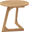 Teak Wood Side Table Round Sofa End Table with Slatted Tabletop