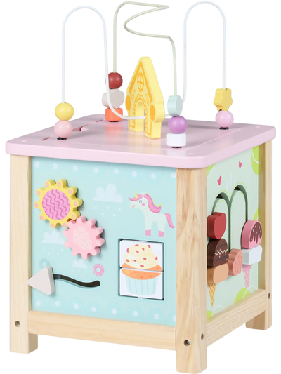 Costway Wooden Activity Cube Montessori Sensory Toy for Toddlers 49656658 New