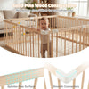 Wooden baby playpen with solid pine construction, smooth edges, and adjustable design for safe playtime.
