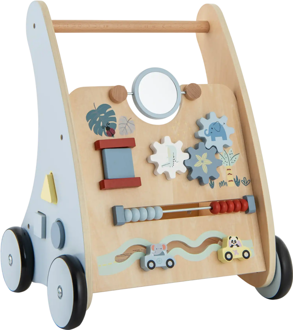 Wooden Baby Push and Pull Walker with Multi-Activity Learning Center