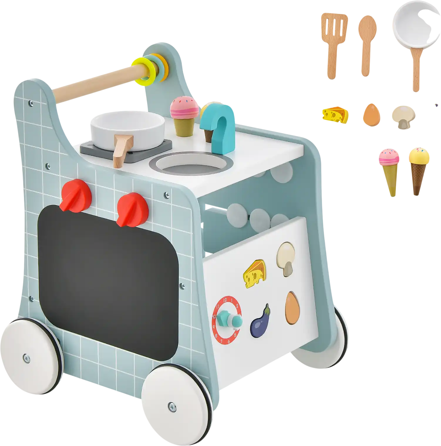 Costway 6-in-1 Wooden Baby Walker Play Kitchen 25841976 New