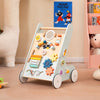 Wooden Baby Walker Push and Pull Learning Activity Center with Wheels for Toddlers 1+ Years Old-Green - Gallery View 1 of 10