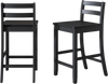 Black wooden bar stools set of 2 with ergonomic backrest and footrest, ideal for 35"-39" counters.