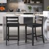 Wooden Bar Stools Set of 2 with Ergonomic Backrest and Footrest-Black - Gallery View 1 of 10