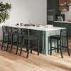 Black wooden bar stools set of 2 with ergonomic backrest and footrest, perfect for 35"-39" counters.