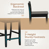 Wooden bar stool with ergonomic backrest and sturdy footrest, designed for comfort and support at 24-inch height.