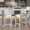 Wooden Bar Stools Set of 2 with Ergonomic Backrest and Footrest-White - Gallery View 1 of 9