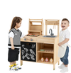 Wooden barbecue grill playset with sink, chalkboard, and storage, perfect for kids' imaginative outdoor play.