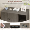 Wooden cat litter box enclosure in oak with large tabletop, double doors, and removable scratching board for easy.