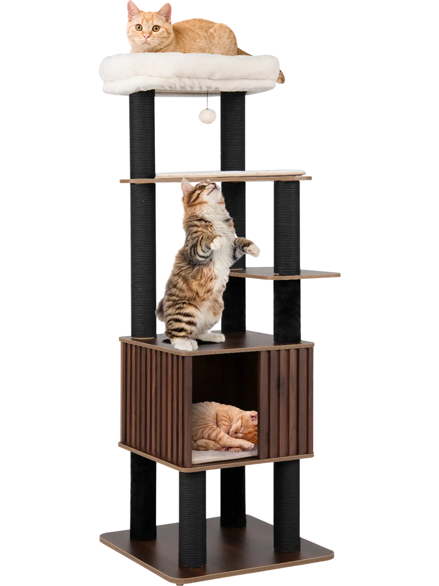 Costway Wooden Cat Tower Top Perch Soft Padding 82746557 New