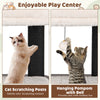 Wooden cat tower with soft padding, featuring a spacious top perch and sturdy scratching posts for climbing and.