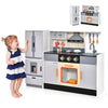 Wooden chef play kitchen with refrigerator, stove, and realistic sound effects for interactive play for kids aged 3 and.