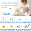 Wooden chef play kitchen set with realistic range hood, utensils, and accessories for imaginative cooking fun.