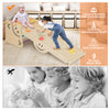 Wooden climbing toy triangle climber set with seesaw, multicolor, designed for kids' balance and motor skill.
