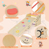 Wooden climbing toy triangle climber set with multicolor rocks, smooth surface, and secured joints for safe play.