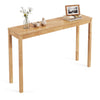 Wooden console table with a thickened natural top, perfect for displaying decor in narrow spaces.