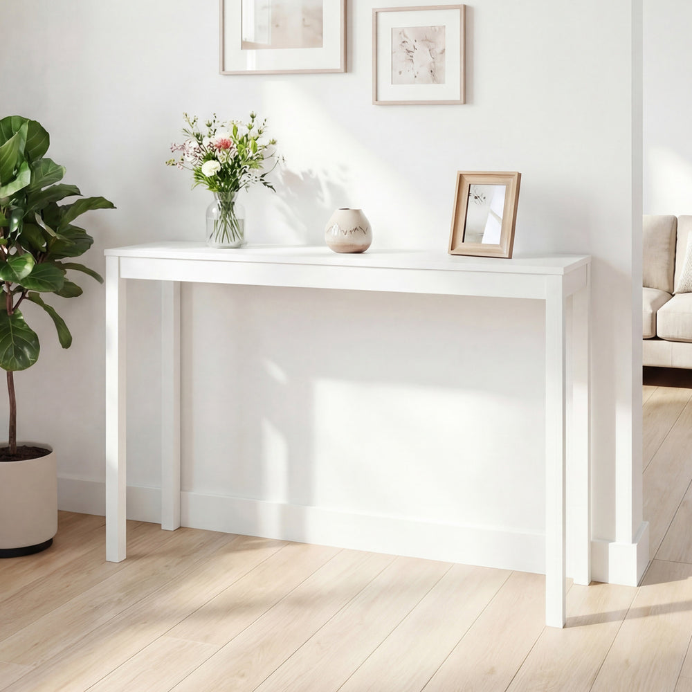 Wooden Console Table Modern Farmhouse Sofa Table with Thickened Top-White - Gallery View 1 of 10