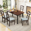 Wooden dining chair set with linen fabric upholstery, featuring ergonomic backrests and unique patterns for stylish.