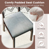 Padded seat cushion of a wooden dining chair, featuring skin-friendly linen fabric for comfort and breathability.