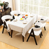 Mid-century modern wooden dining chair set of 2 in black with soft faux sherpa upholstery for stylish dining spaces.