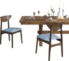 Wooden dining chair set of 2 with rubber wood legs in brown, featuring soft linen cushions for comfort in dining.