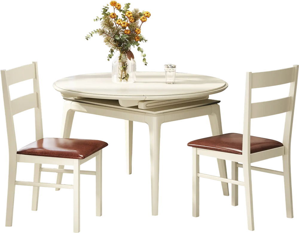 White wooden dining chair set of 2 with PU leather upholstery, perfect for stylish kitchen or dining areas.