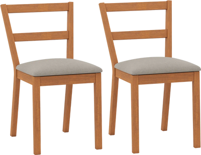 Costway Farmhouse Wooden Dining Chair Set of 2 Upholstered Seat 22821173 New