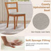 Wooden dining chair with upholstered seat in brown, featuring a breathable slat backrest for comfort in farmhouse.