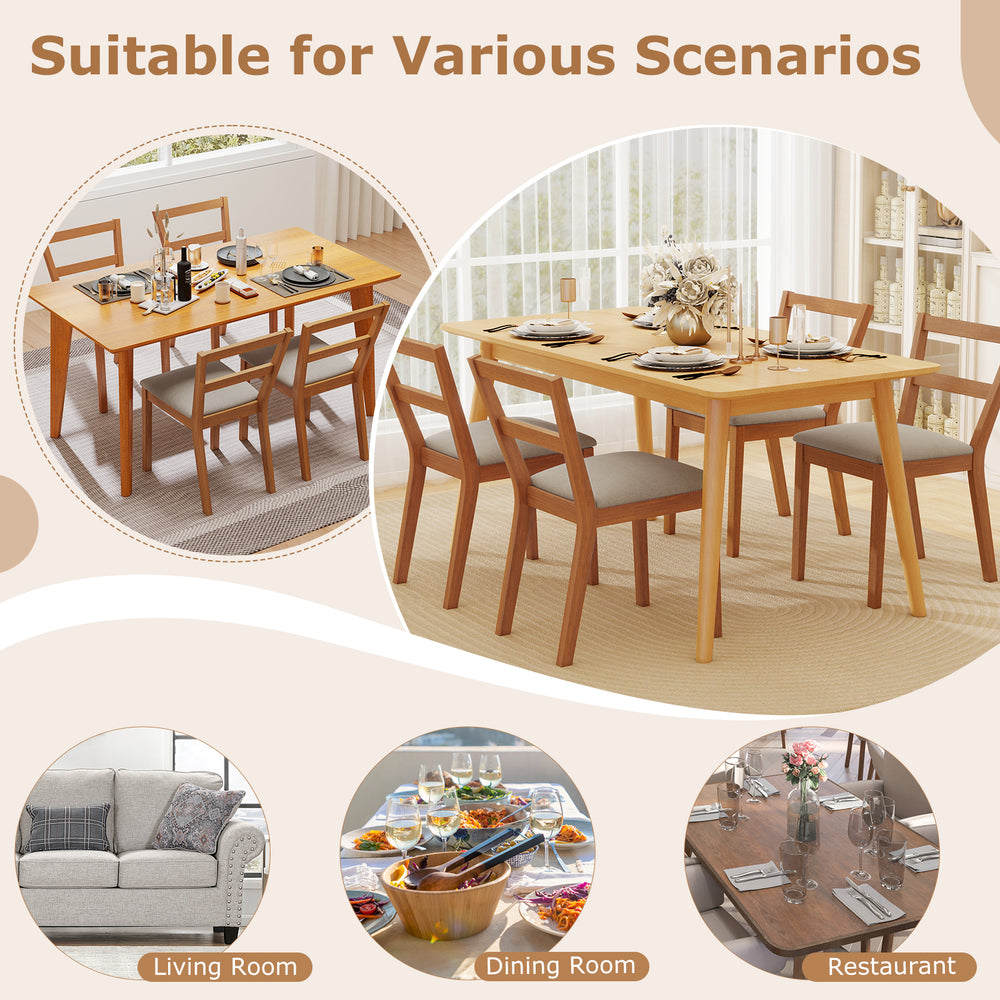 Wooden dining chair set of 2 with upholstered seats, ergonomic backrest, and rustic finish for farmhouse charm.