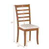 Wooden dining chair with slatted backrest, beige upholstery, and natural rubber wood frame for versatile seating.