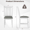 Side view of a white wooden dining chair with padded seat, featuring rubber wood frame and ergonomic back design.