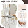 Wooden dining chair with padded seat and ergonomic curved back, crafted from durable rubber wood for comfort and style.