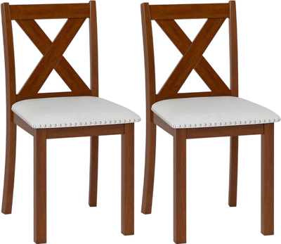 Costway Wooden Dining Chairs Set of 2 Padded Seat Curved Back 73024032 New