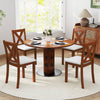 Wooden dining chair set with padded seats and curved backs in beige, crafted from acacia wood for durability and.
