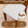 Padded seat cushion in beige linen fabric for wooden dining chair, offering comfort and breathability for long.