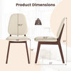 Mid-century modern wooden dining chair dimensions, featuring brown rubber wood and upholstered cushions for comfort.
