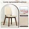 Mid-century modern wooden dining chair with upholstered cushion, featuring brown rubber wood and skin-friendly linen.