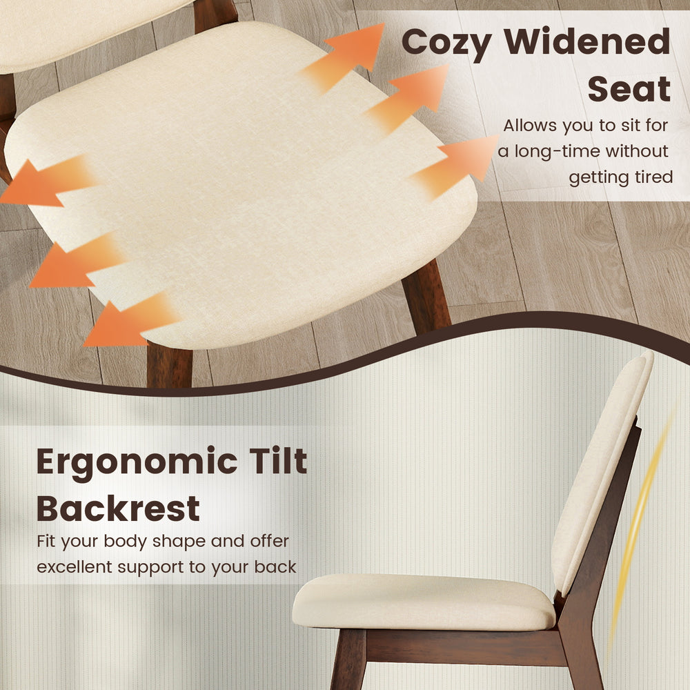 Mid-century modern wooden dining chair with cozy widened seat and ergonomic tilt backrest for ultimate comfort.