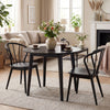Black wooden dining chair set of 2 with high spindle backs, perfect for dining rooms or cafes, showcasing ergonomic.